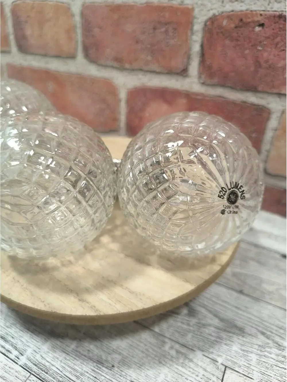 GE 40W Decorative G25 Globe Light Bulbs Crystal Clear Faceted 3 Pack NOS